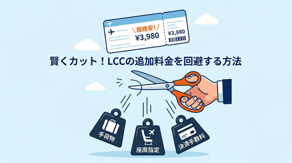 LCCの追加料金を賢くカットしている様子の画像